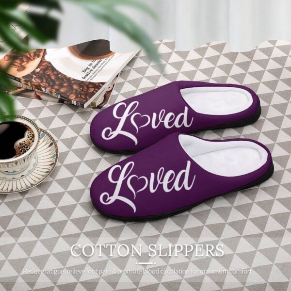 (Purple Loved) Custom Women's Cotton Slippers for Indoor Wear - Image 5