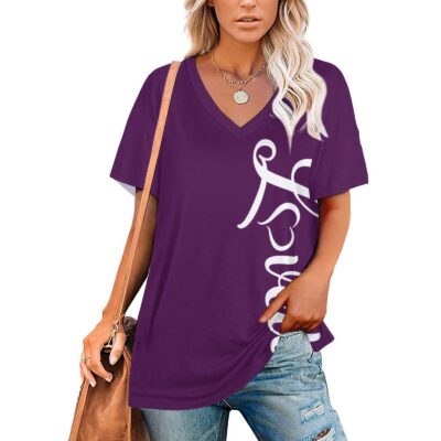 (Purple Loved) Custom Short Sleeve T-Shirt - Purple, M