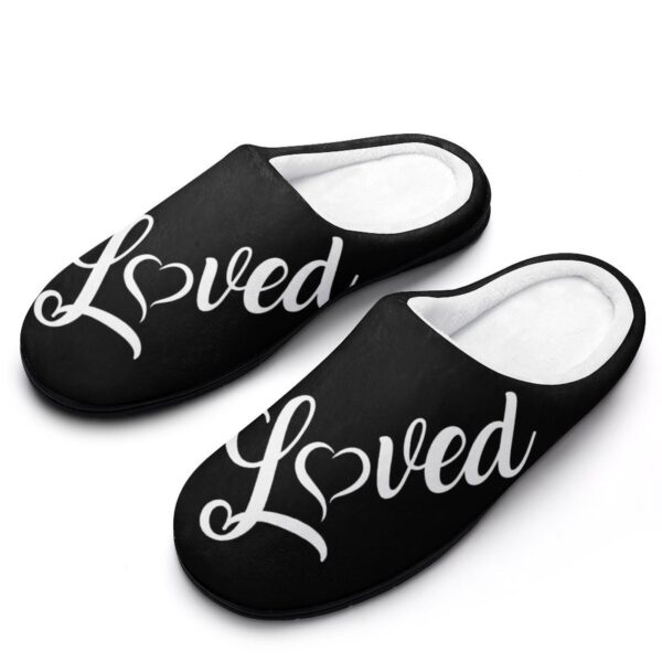 Loved B/W Custom Women's Cotton Slippers for Indoor Wear