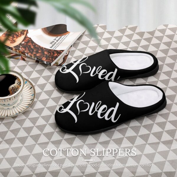 Loved B/W Custom Women's Cotton Slippers for Indoor Wear - Image 5