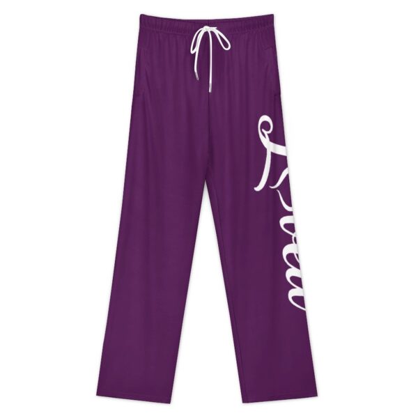 (Purple Loved) Faux Cotton Drawstring Women Wide Leg Pajamas Pants - Image 3