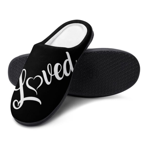 Loved B/W Custom Women's Cotton Slippers for Indoor Wear - Image 4