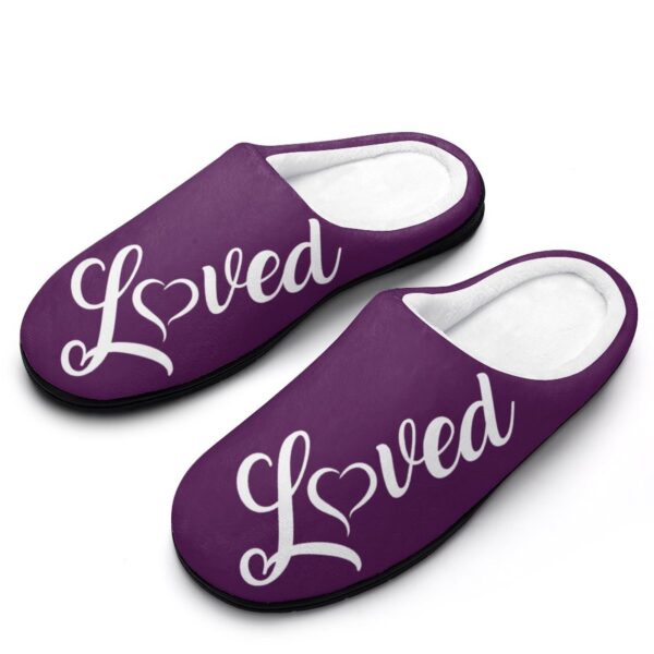 (Purple Loved) Custom Women's Cotton Slippers for Indoor Wear - Image 2