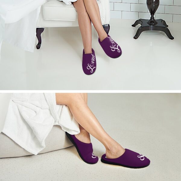 (Purple Loved) Custom Women's Cotton Slippers for Indoor Wear - Image 6