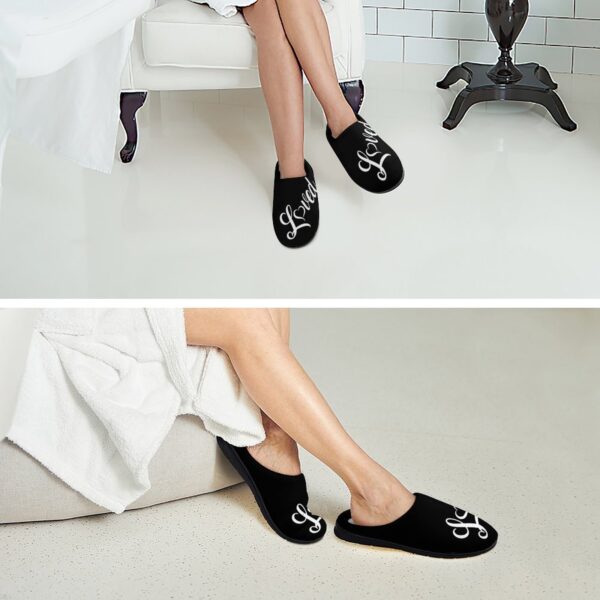 Loved B/W Custom Women's Cotton Slippers for Indoor Wear - Image 6